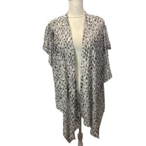 Hinge Nordstrom Silk M/L Open Front‎ Cardigan Short Duster Lightweight Bird
